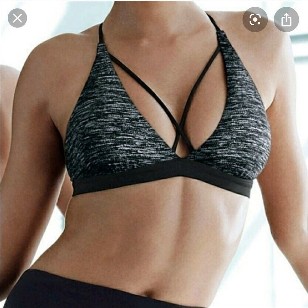 Victoria’s Secret padded -Removable Padding Strappy sport sexy bra gray black L